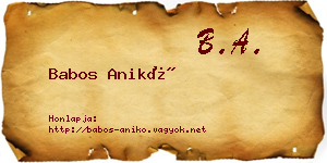 Babos Anikó névjegykártya